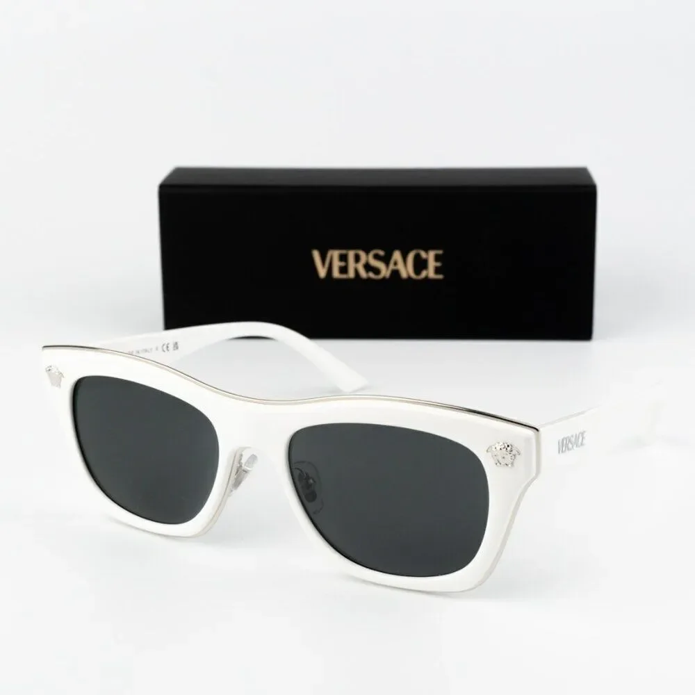 SALE! NEW Versace VE2272 314/87 White Dark Grey Square Women Sunglasses